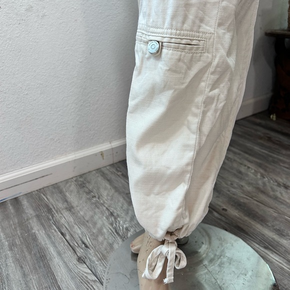 HABITUAL Chic cream Drawstring Cargo Pants Elegant Cream Ankle Pants - Picture 11 of 16